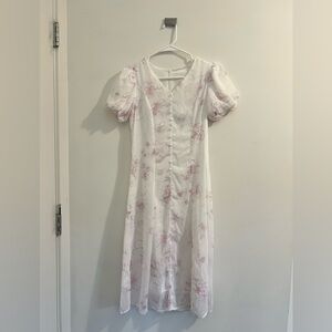 White Dress with Pink Floral Pattern